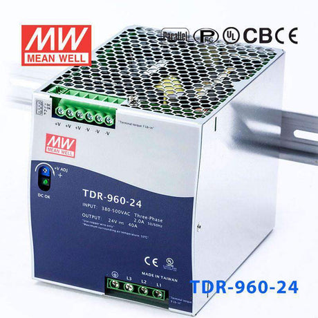 Mean Well TDR-960-24 Single Output Industrial Power Supply 960W 24V - DIN Rail