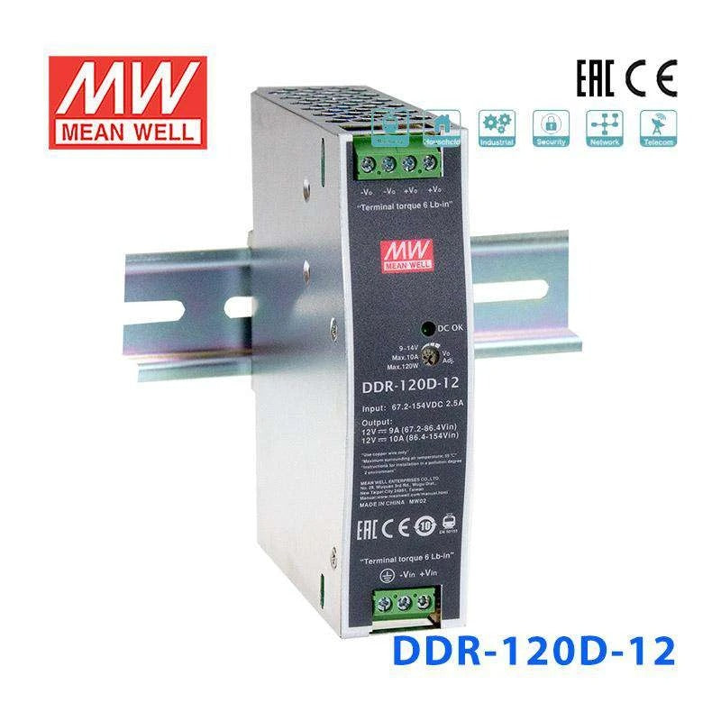 Mean Well DDR-120D-12 DC-DC Converter - 120W - 67.2~154V in 12V out